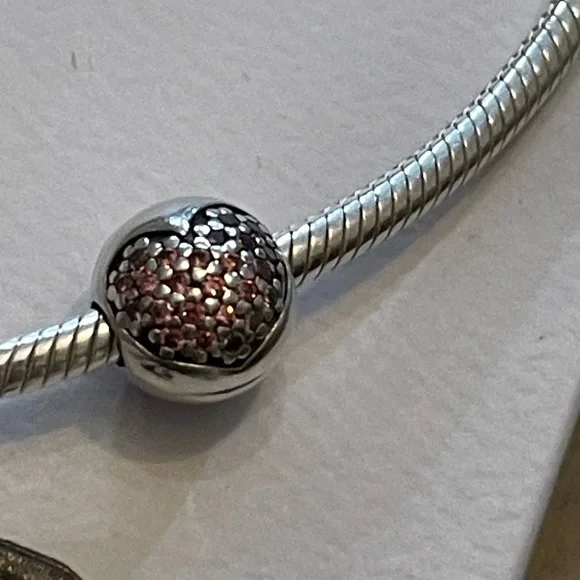 Authentic Pair of Pandora Love of My Life pink pave heart clip charms - Picture 4 of 8